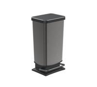 Rotho Paso Poubelle Cuisine 40 L à Pédale avec Couvercle Graphite Métallisé | Poubelle de Salle de Bain, Pédale Large, Couvercle à Fermeture Douce et Silencieuse, Aspect Inox, PP Facile à Nettoyer