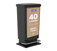 Rotho Paso Poubelle de cuisine avec pédale et couvercle Noir 40 l | Poubelle de salle de bain et de cuisine, pédale en métal robuste