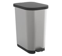 Rotho Poubelle à pédale 35 l RIBO, Poubelle, Argent