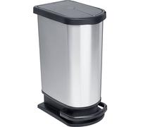 Rotho Poubelle à pédale plastique PASO duo nombre de compartiments 2 25 l + 25 l argent