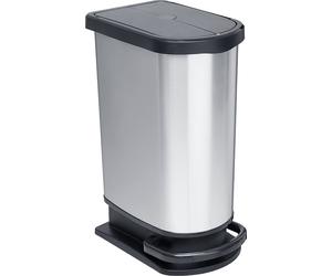 Rotho Poubelle à pédale plastique PASO duo nombre de compartiments 2 25 l + 25 l argent