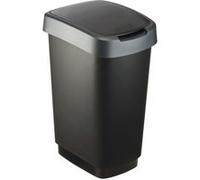 ROTHO Poubelle TWIST 25 litres argent foncé Poubelle avec balançoire et couvercle à charnière Argent G