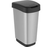 ROTHO Poubelle TWIST 50 litres argent métallisé Poubelle avec balançoire et couvercle à charnière Argent G