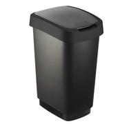 Rotho Salsa Poubelle Cuisine 25 L avec Couvercle Basculant en PP Noire | Poubelle de cuisine, bac plastique avec couvercle, corbeille papier, format peu encombrant, ouverture par bascule, bord large