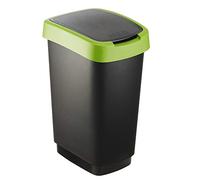 Rotho Salsa Poubelle Cuisine 25 L Poubelle avec Couvercle Plastique Verte | Poubelle Salle de Bain, corbeille papier avec couvercle, bac plastique en PP, format 25 L, couleur verte, usage quotidien