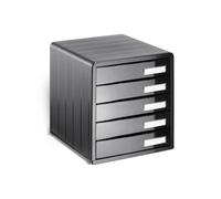Rotho Timeless Boîte à tiroirs / boîte de bureau à 5 tiroirs, Plastique (PS) sans BPA, anthracite, (34.5 x 29.0 x 32.0 cm)
