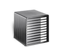 Rotho Timeless Boîte de Rangement Bureau 10 Tiroirs Plastique PS Anthracite | Organisateur de bureau, 10 tiroirs séparés, module de classement compact pour fournitures, couleur anthracite, plastique PS