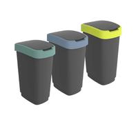 Rotho Twist 3x 25L Set di 3 cestini per Raccolta differenziata Coperchi colorati White