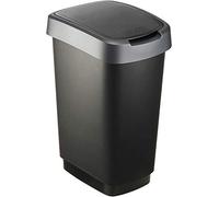 Poubelle TWIST 25 litres argent foncé Poubelle avec balançoire et couvercle à charnière