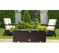 Rotin bac à plantes rectangulaire brun foncé 70 x 38 x 40 cm