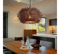 Rotin Lampe Rétro Pendentif Lustres En Nid D'oiseau Creative Lampe Suspendue Tissés À La Main Suspensions Réglable Hauteur E27 Restaurant Salon Chambre Balcon Café Bar Lampes Suspendues,Marron,50cm