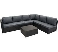 Rotin Modulaire Ensemble de meubles 7 pièces - Noir