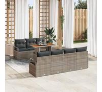 Rotin tissé main Rectangulaire modulable Gris 100 x 55 x 73 cm | Ensemble canapé jardin 8 pcs Gris Poly rotin salon exterieur modulaire avec rangement table