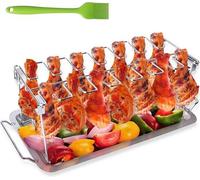 Rôtissoire à bascule pour barbecue et four, en acier inoxydable, d'une capacité de 14 tasses, avec bac de récupération et support de cuisson