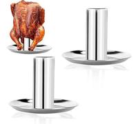 Rôtissoire à poulet en acier inoxydable avec support pour canette de bière, grille à poulet et lèchefrite amovible