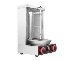 Rôtissoire à poulet verticale gaz 3000 W inox - avec broche kebab - machine kebab professionnelle pour poulet, dinde, tacos - pour hôtels, restaurants et fast-food