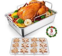 Rôtissoire en acier inoxydable Set de 3 plats 35.8x26.7x9cm pour dindes Lasagne