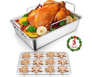 Rôtissoire en acier inoxydable Set de 3 plats 35.8x26.7x9cm pour dindes Lasagne