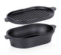 Rôtissoire en fonte 2 en 1 - Vilde - 28x16 cm - 1,2 l - Couvercle 2 en 1 - Surface grill