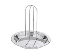 Rôtissoire pour Poulet, Pliable et Détachable avec Plateau | Support vertical pour oiseaux entiers, Base lisse en acier inoxydable limitant le collage, Utilisation en camping et