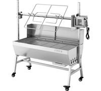 Rôtissoire, rôtissoire extérieure pour porc et agneau 38 W, rôtissoire à charbon de bois avec une capacité de charge de 60 kg et 7 niveaux de hauteur, kit de rôtissoire électrique en acier inoxydable