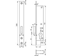 Roto 223918 schmalkasten de Verrou 877 - galvanisée : 25 mm - PZ