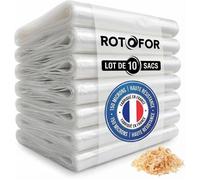 Rotofor Lot de 10 sacs de récupération en plastique transparent 650x1400 mm 200 microns pour copeaux et sciures de bois