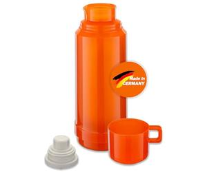 ROTPUNKT Bouteille isotherme de 1 l avec gobelet intégré - Verseuse isotherme de qualité supérieure fabriquée en Allemagne I Chaud jusqu'à 24 h et froid 36 h (Jesper 60, orange brillant)