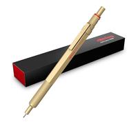 rOtring 600 Portemine | Mine HB0,5 mm | Portemine entièrement métallique | Or | Prise crantée antidérapante et corps hexagonal