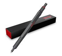 rOtring 600 Stylo à bille | Pointe moyenne | Encre noire | Corps entièrement métallique | Gris foncé | Prise crantée antidérapante et corps hexagonal | Rechargeable