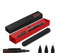 rOtring 600 stylos et porte-mines multicolores 3 en 1 | Pointes de stylo à bille noir et rouge | 1 pointe de crayon mécanique (0,5 mm) | Corps noir | Étui en velours