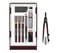 rOtring Isograph College Set avec stylos techniques 0,2/0,4/0,6 mm + porte-mine Tikky 0,5 + encre + gomme + boussole universelle - Kit de dessin et dessin rechargeable