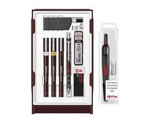 rOtring Isograph College Set avec stylos techniques 0,25/0,35/0,5 mm + porte-mine Tikky 0,5 + encre + gomme + boussole universelle - Kit de dessin et dessin rechargeable