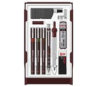rOtring Isograph Set de dessin technique | 3 stylos fins (0,10 mm ; 0,30 mm ; 0,50 mm)porte-mine (0,5 mm)compas et accessoires | Boîtier 10 pièces
