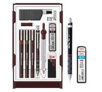 rOtring Isograph Technical Pen Master Set S0699420 | 3 feutres fins (0,10 mm, 0,30 mm, 0,50 mm), porte-mine (0,5 mm), compas et accessoires, ensemble de 10 pièces dans un étui | Ensemble avec crayon