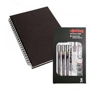rOtring Isograph Technical Pen Master Set S0699420-3 Fineliners (0,10 mm, 0,30 mm, 0,50 mm), porte-mine (0,5 mm), boussole et accessoires, 10 pièces dans un étui | avec carnet