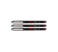 rOtring Lot de 3 stylos à bille - Pointe aiguille (0,5 mm) pour une écriture précise - Encre noire