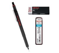 rOtring Lot de 600 porte-mines | 0,7 mm | Corps entièrement métallique corps hexagonal | HB 0,70 mm (12 mines) | Gomme B20