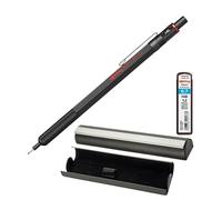 rOtring Lot de 600 porte-mines avec 12 mines HB de 0,7 mm - Noir - Corps entièrement métallique - Porte-mine dans un élégant étui à fermeture magnétique