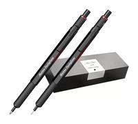 rOtring Lot de 600 stylos à bille et porte-mines avec gravure - Kit d'écriture en métal de qualité supérieure personnalisé avec étui cadeau pour bureau, étude et technique (noir)