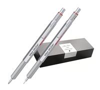 rOtring Lot de 600 stylos à bille et porte-mines avec gravure - Kit d'écriture en métal de qualité supérieure personnalisé avec étui cadeau pour bureau, étude et technique (argenté)