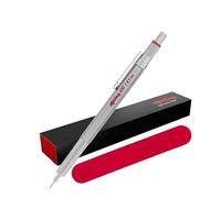 rOtring Porte-mine 600 et étui en velours | 0,5 mm | Corps entièrement métallique argenté | Poignée moletée antidérapante et corps hexagonal