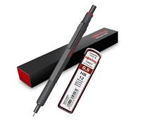 rOtring Porte-mine 600 | mine HB, 0,5 mm, corps entièrement métallique, pierre foncée, poignée moletée antidérapante et corps hexagonal | Ensemble avec mines supplémentaires