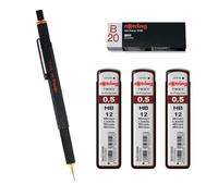 rOtring Porte-mine 800 0,5 mm 1904447 - Noir | 3 recharges de mine Tikky HB - 0,5 mm | Gomme B20
