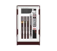 rOtring Set Collège, Porte-mine 0.5 + 3 Isograph 0.2/0.3/0.5mm + gomme + étui 12 mines HB + flacon encre 23 ml + attache compas