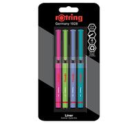 rOtring Fineliner – Pointe fine 0,4 mm – Couleurs assorties – Blister de 4