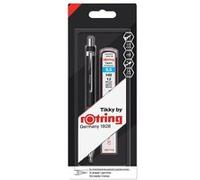 rOtring Porte-mine Tikky – Coffret 0,5 mm HB, corps noir, 12 mines et gomme
