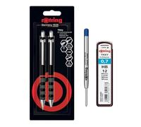 rOtring Tikky Ensemble porte-mine et stylo à bille | mine HB, crayon 0,7 mm | Stylo à pointe moyenne | Corps noir | Lot avec recharges supplémentaires