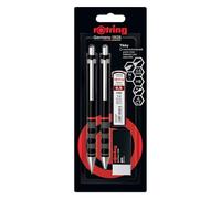 rOtring Tikky ensemble porte-minestylo billemine et gomme | HB 0,5 mm | Encre bleue | Pointe moyenne (1,0 mm) | Corps noir | 12 mines incluses
