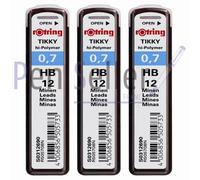 Rotring - Tikky: Etui de 12 Mines, Diamètre: 0,70mm Pour Porte-Mines, Lot de 3 Etuis.